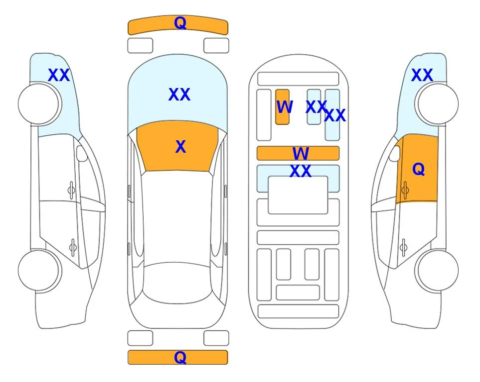 Body diagram with the marks of Lotte Auto Auction