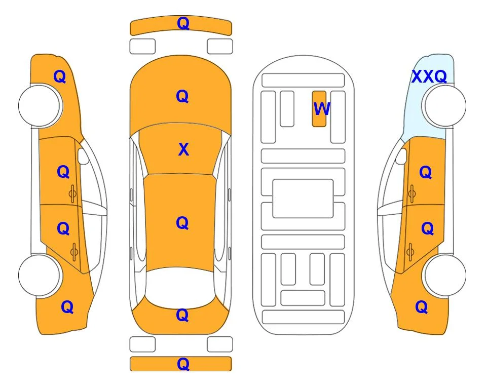 Схема кузова с отметками аукциона Lotte Auto Auction