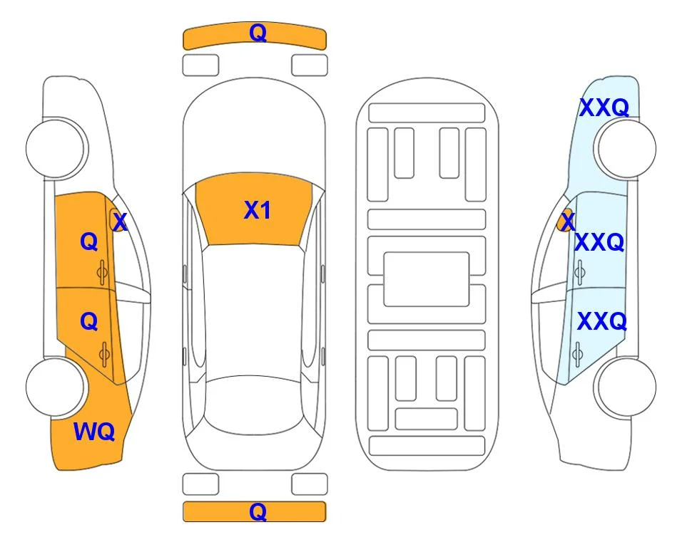 Схема кузова с отметками аукциона Lotte Auto Auction