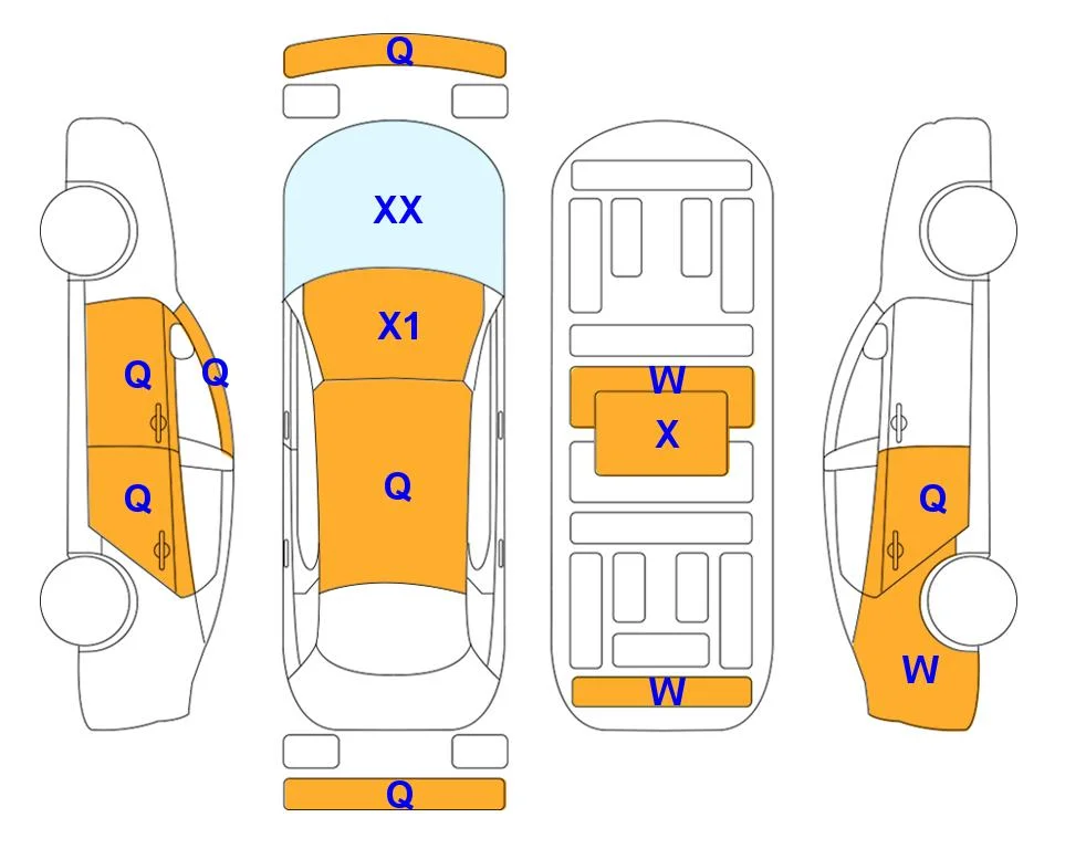 Схема кузова с отметками аукциона Lotte Auto Auction