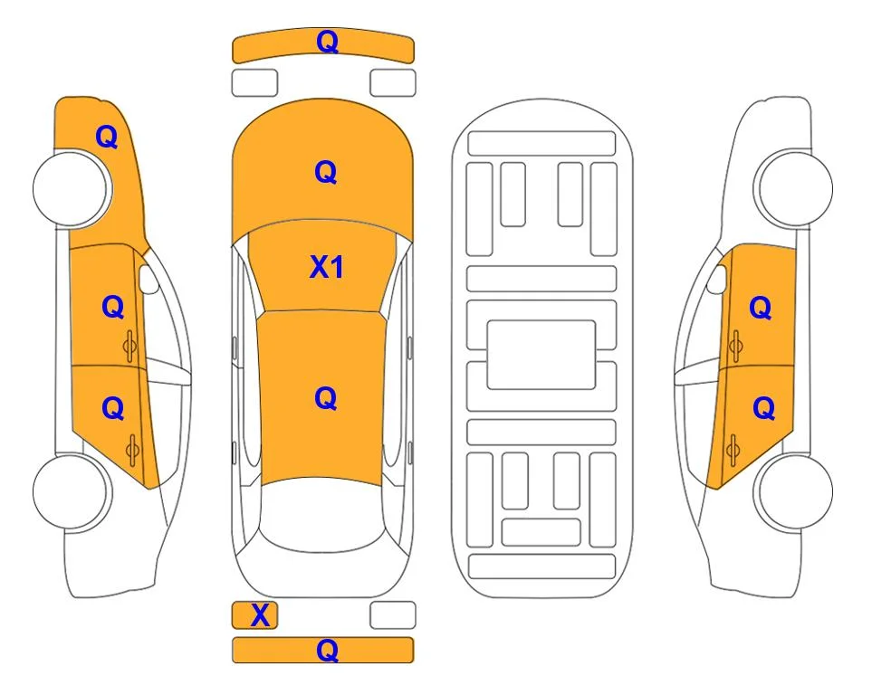 Схема кузова с отметками аукциона Lotte Auto Auction