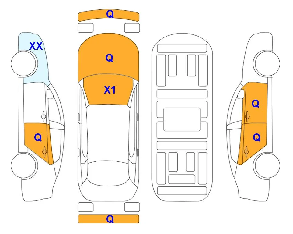 Схема кузова с отметками аукциона Lotte Auto Auction