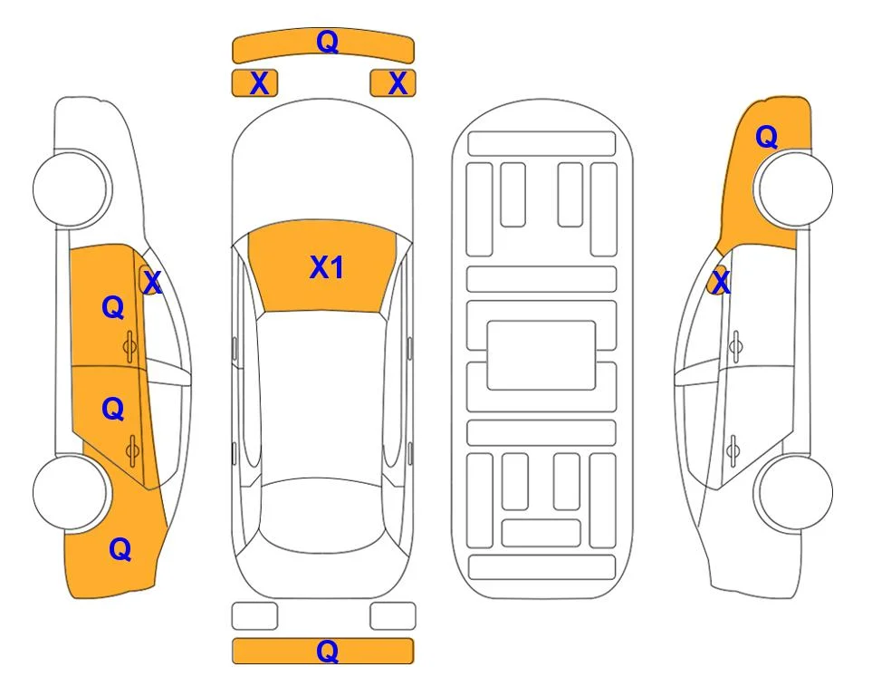 Body diagram with the marks of Lotte Auto Auction