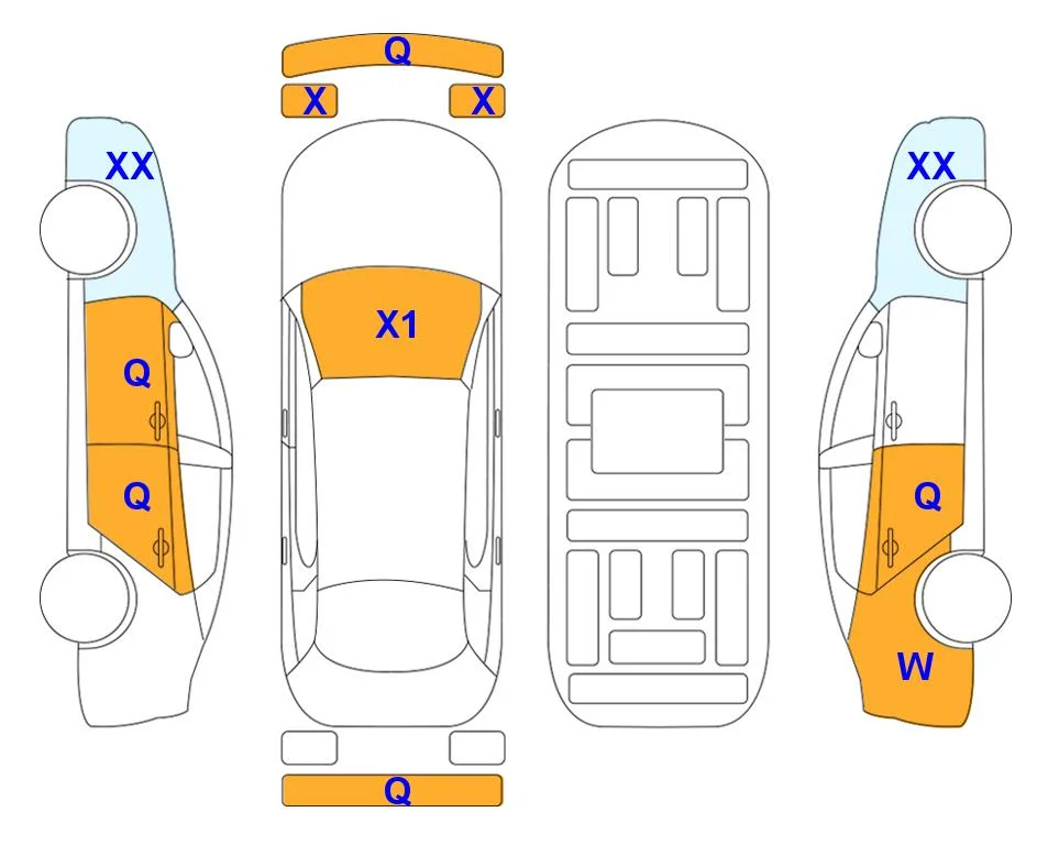 Схема кузова с отметками аукциона Lotte Auto Auction