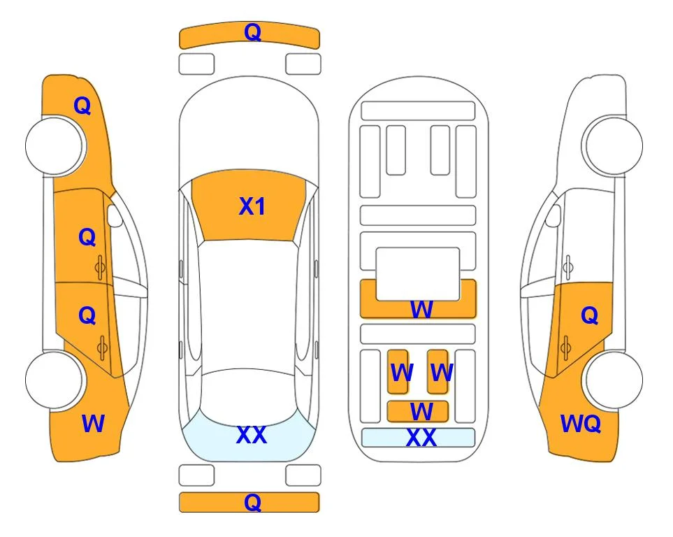 Body diagram with the marks of Lotte Auto Auction