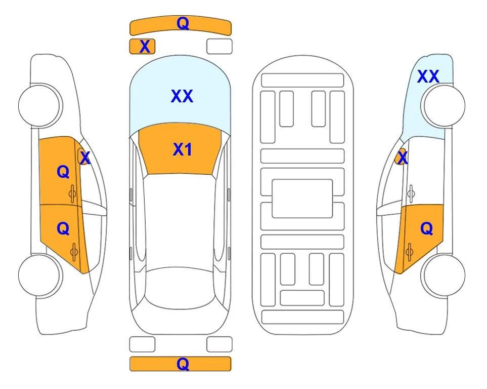 Схема кузова с отметками аукциона Lotte Auto Auction