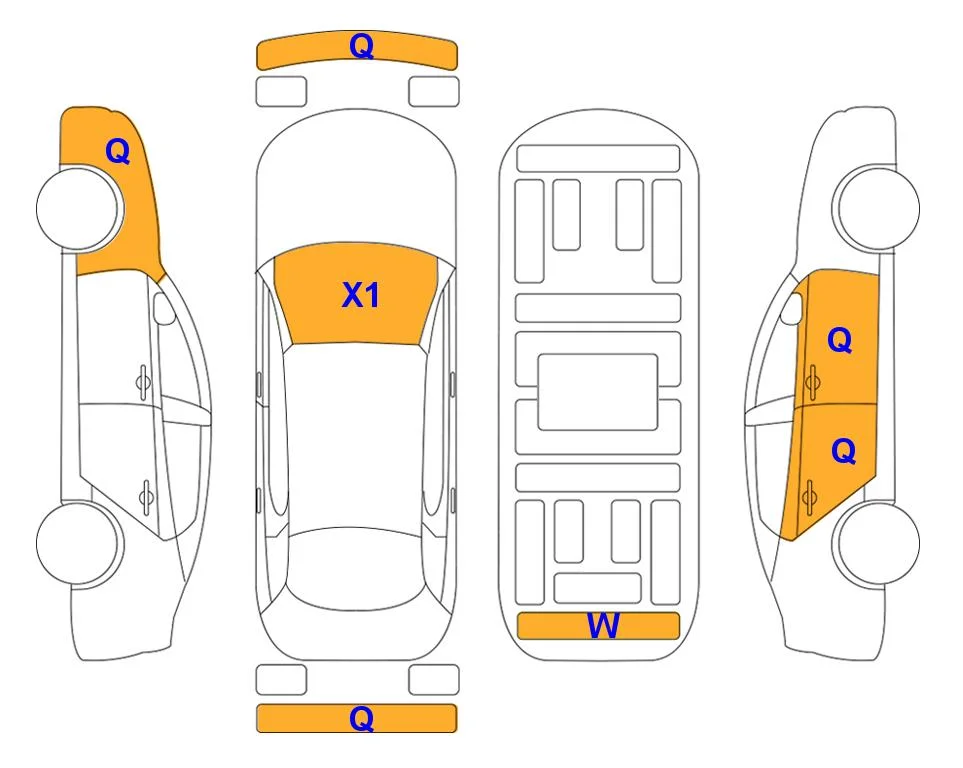 Схема кузова с отметками аукциона Lotte Auto Auction