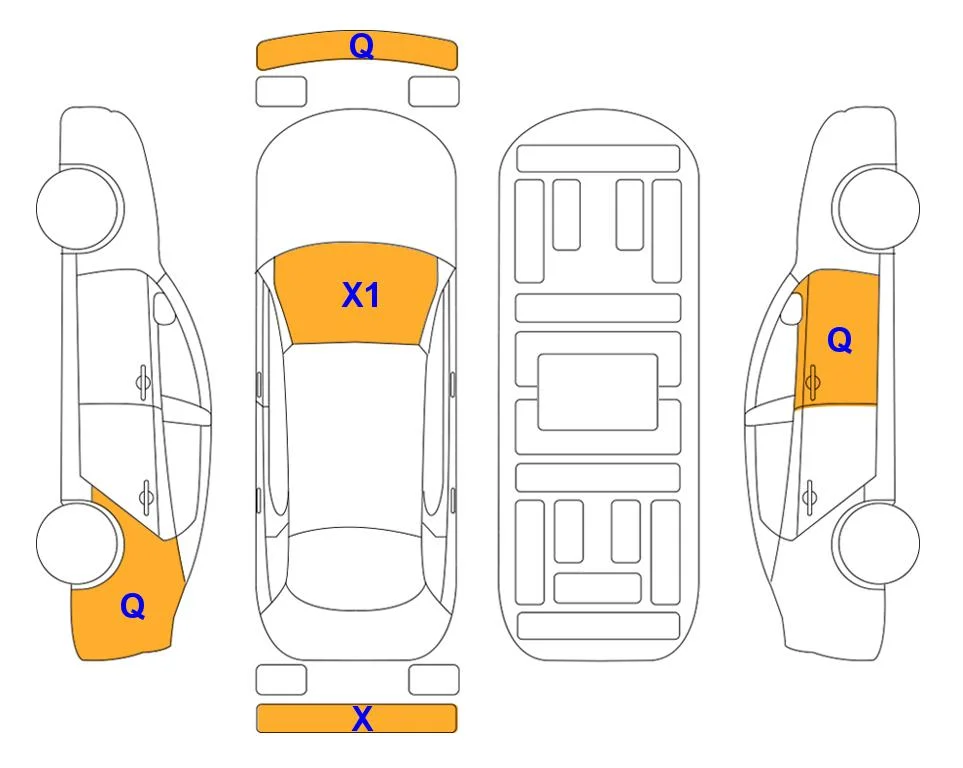 Body diagram with the marks of Lotte Auto Auction