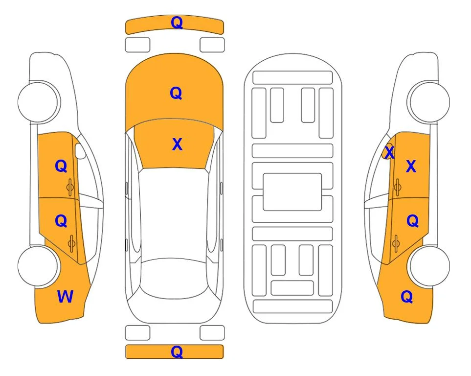 Схема кузова с отметками аукциона Lotte Auto Auction