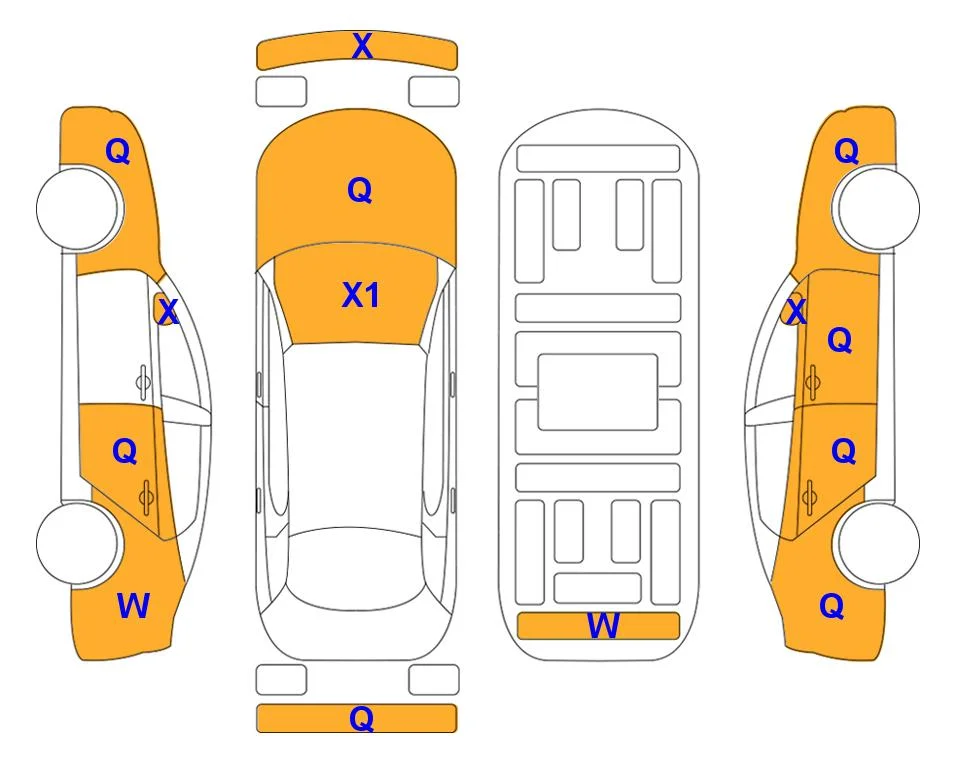 Body diagram with the marks of Lotte Auto Auction