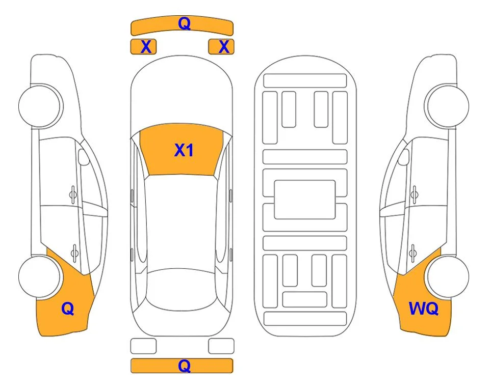 Схема кузова с отметками аукциона Lotte Auto Auction
