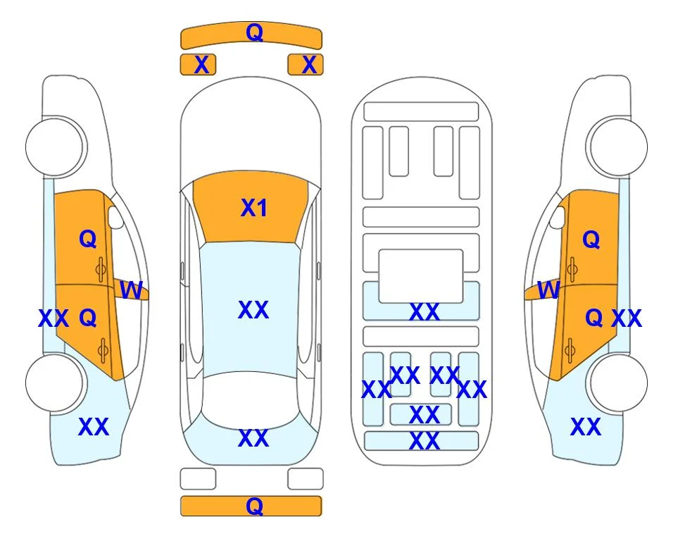 Body diagram with the marks of Lotte Auto Auction