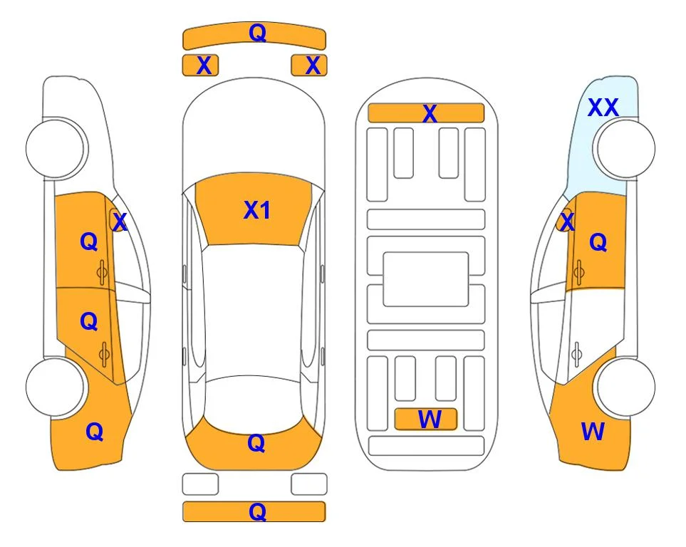 Body diagram with the marks of Lotte Auto Auction