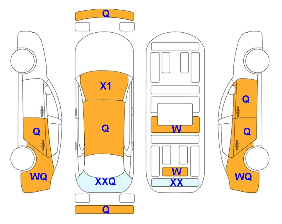 Схема кузова с отметками аукциона Lotte Auto Auction