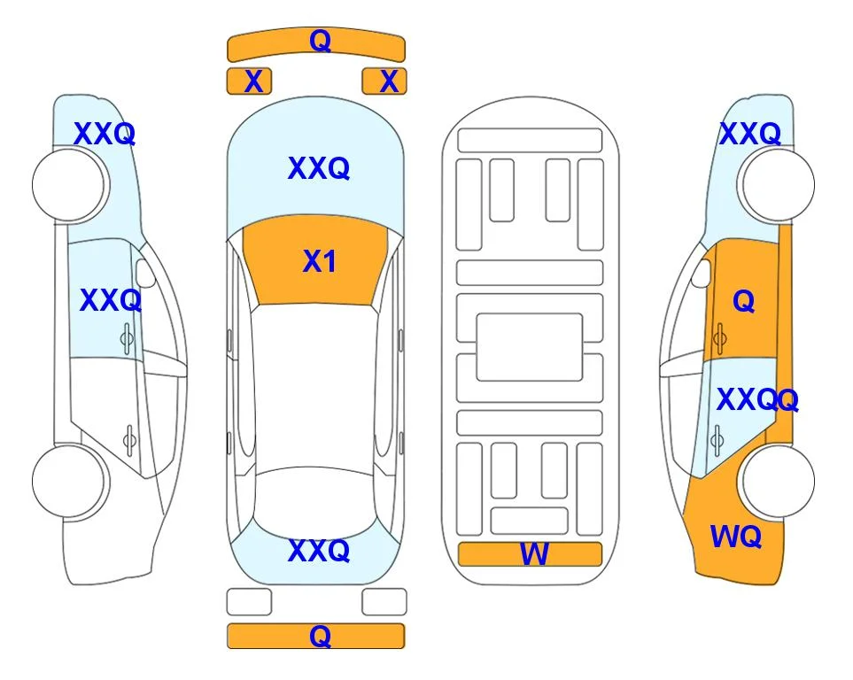 Body diagram with the marks of Lotte Auto Auction
