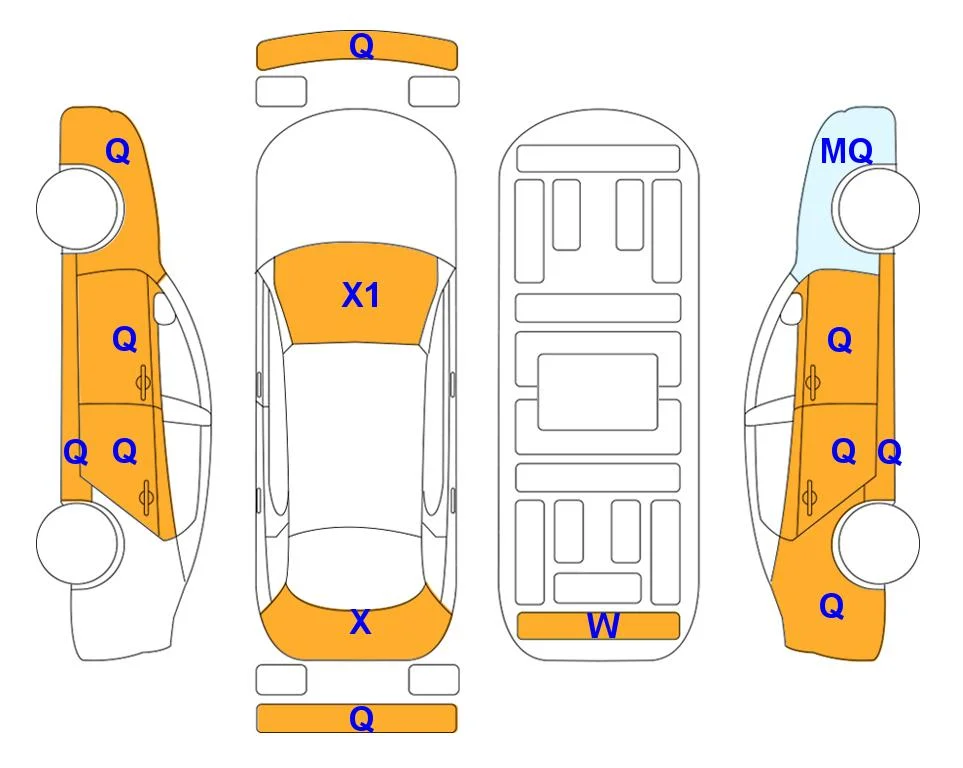 Схема кузова с отметками аукциона Lotte Auto Auction