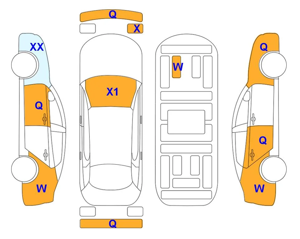 Схема кузова с отметками аукциона Lotte Auto Auction