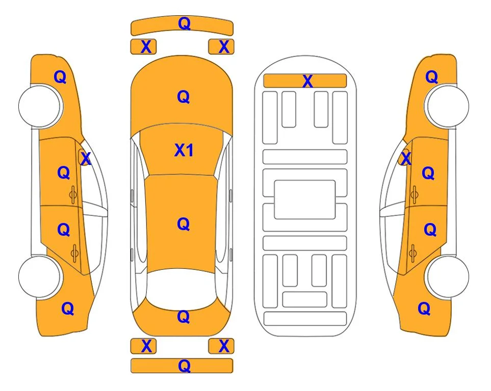 Схема кузова с отметками аукциона Lotte Auto Auction