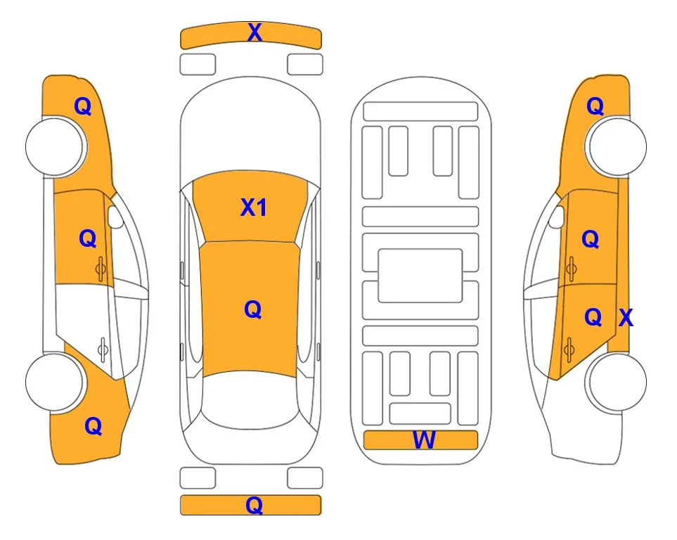 Схема кузова с отметками аукциона Lotte Auto Auction
