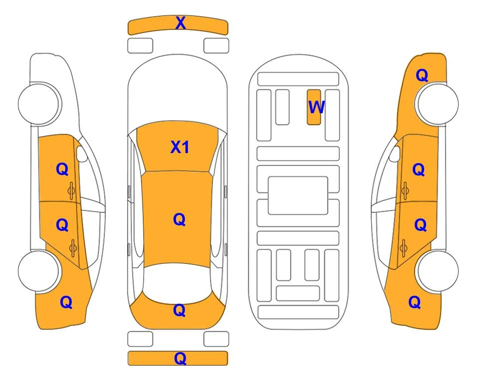 Схема кузова с отметками аукциона Lotte Auto Auction