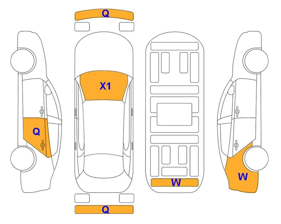 Схема кузова с отметками аукциона Lotte Auto Auction