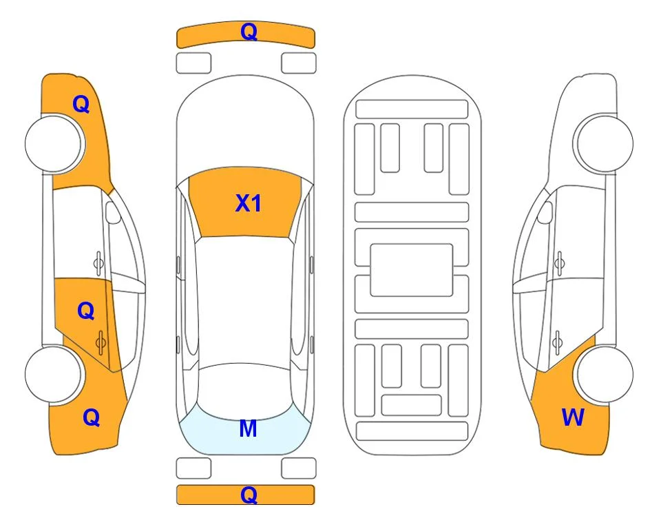 Body diagram with the marks of Lotte Auto Auction