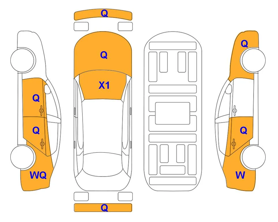 Схема кузова с отметками аукциона Lotte Auto Auction