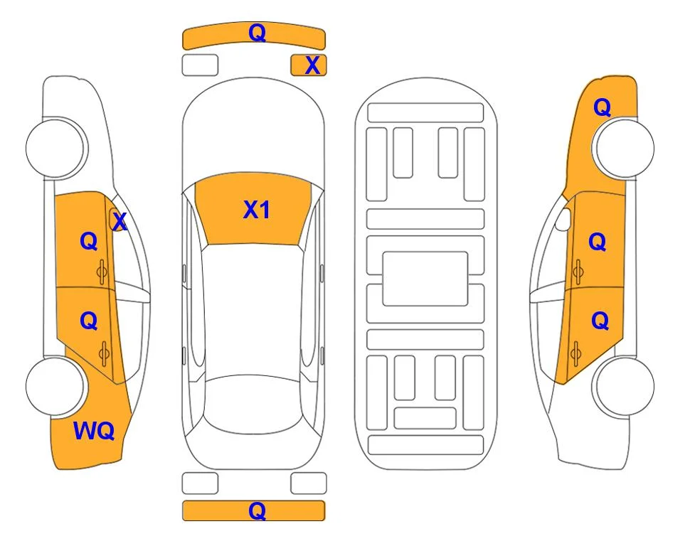 Body diagram with the marks of Lotte Auto Auction