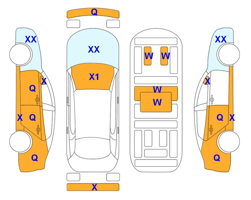 Схема кузова с отметками аукциона Lotte Auto Auction