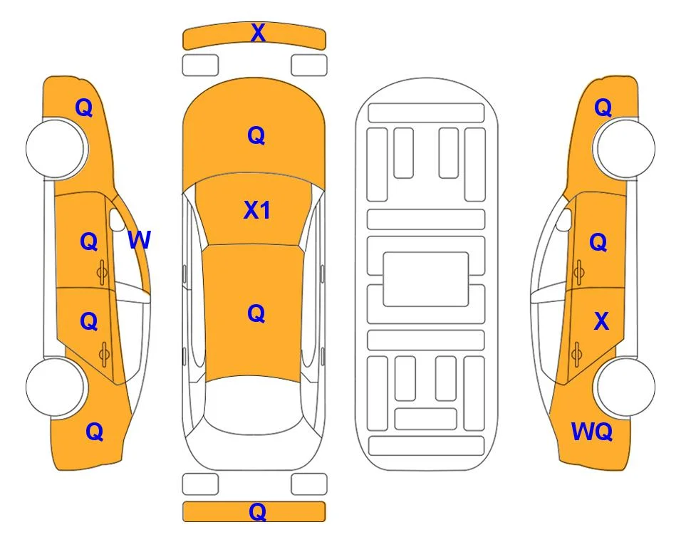 Схема кузова с отметками аукциона Lotte Auto Auction