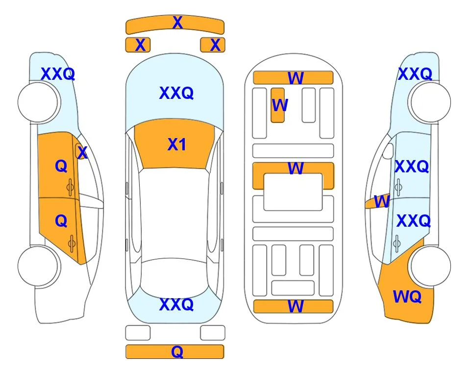 Схема кузова с отметками аукциона Lotte Auto Auction