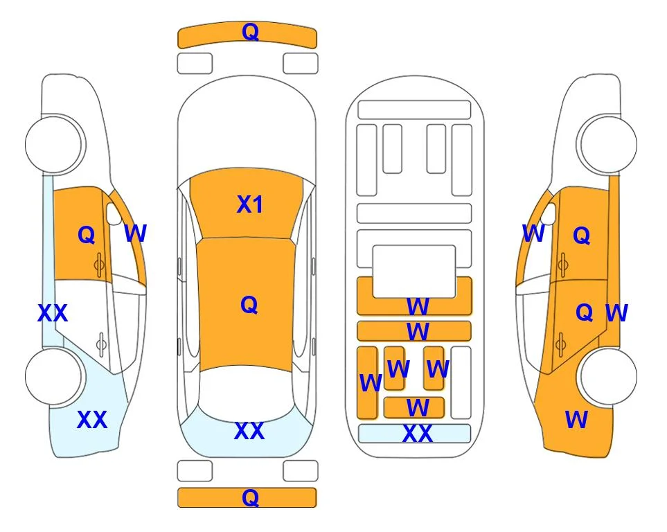 Body diagram with the marks of Lotte Auto Auction