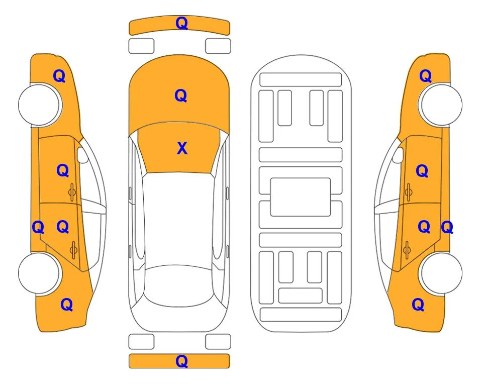 Схема кузова с отметками аукциона Lotte Auto Auction