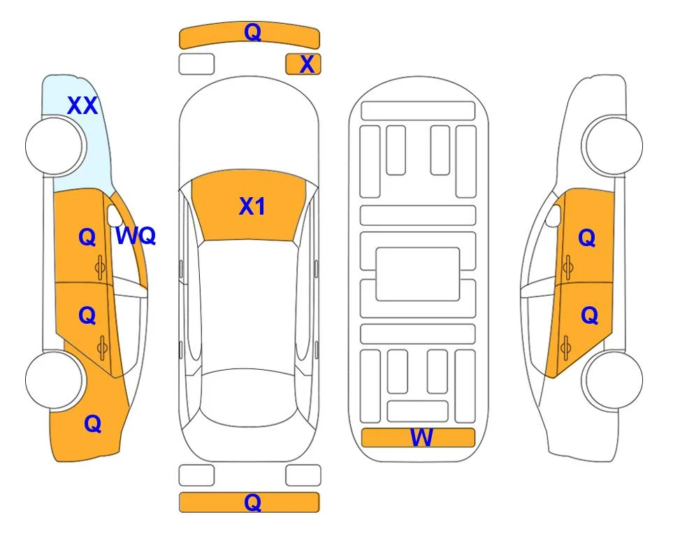 Схема кузова с отметками аукциона Lotte Auto Auction