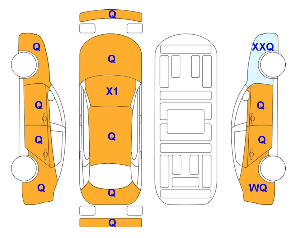 Схема кузова с отметками аукциона Lotte Auto Auction