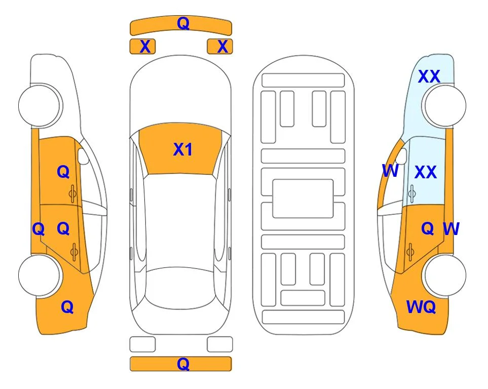 Схема кузова с отметками аукциона Lotte Auto Auction