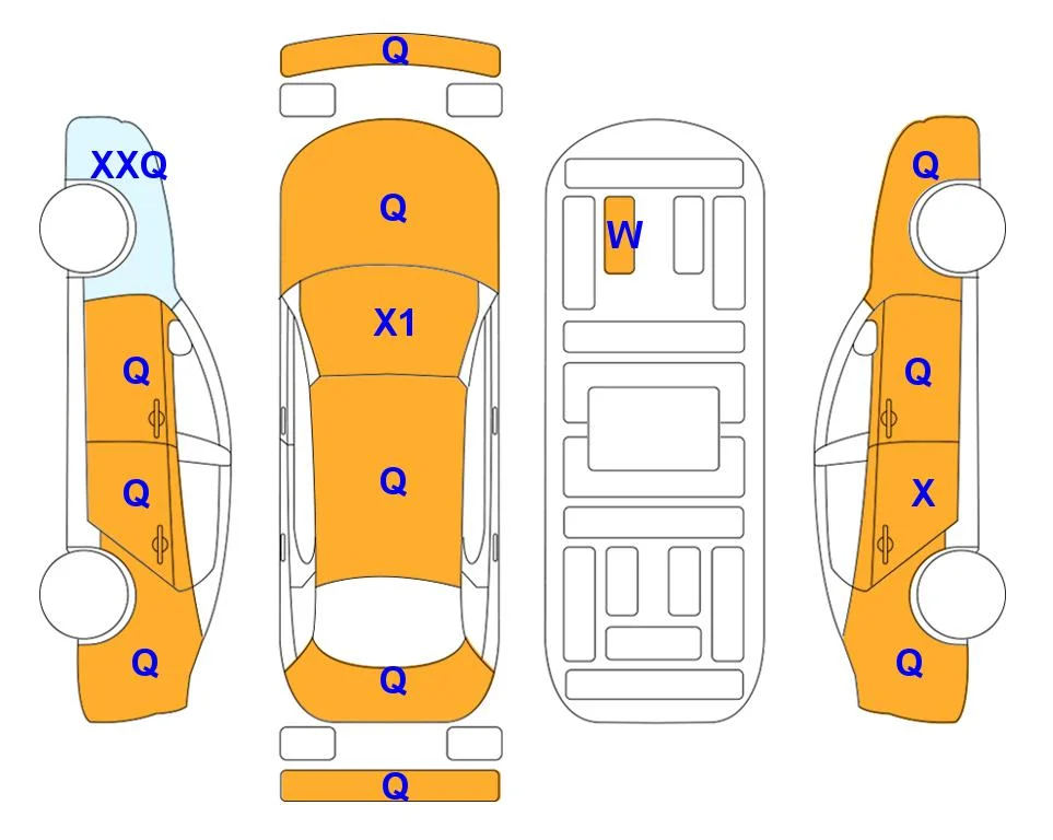 Схема кузова с отметками аукциона Lotte Auto Auction