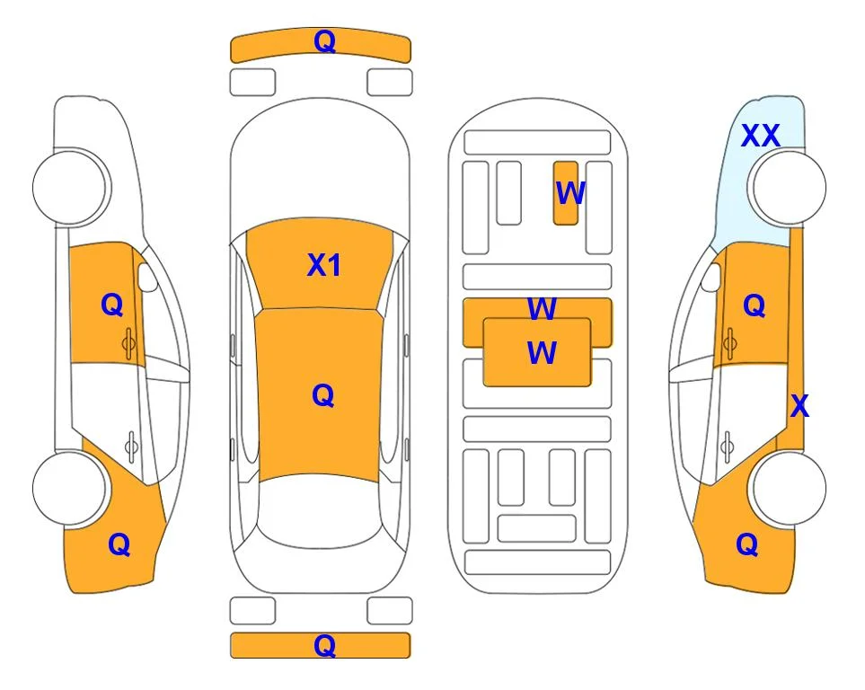 Схема кузова с отметками аукциона Lotte Auto Auction