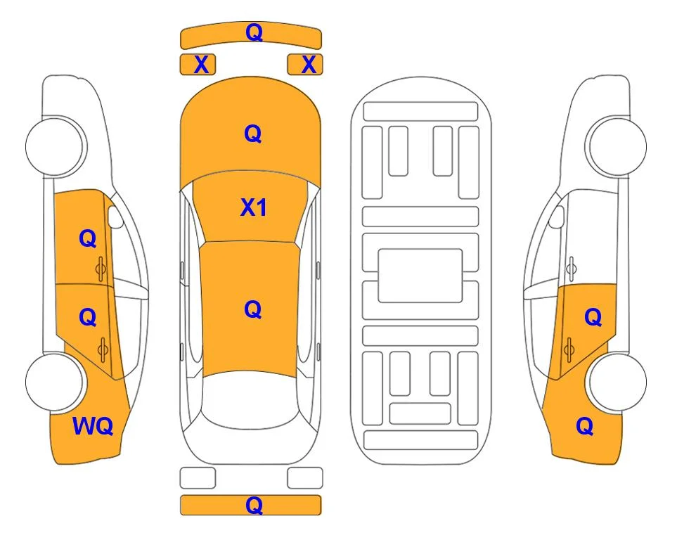 Схема кузова с отметками аукциона Lotte Auto Auction