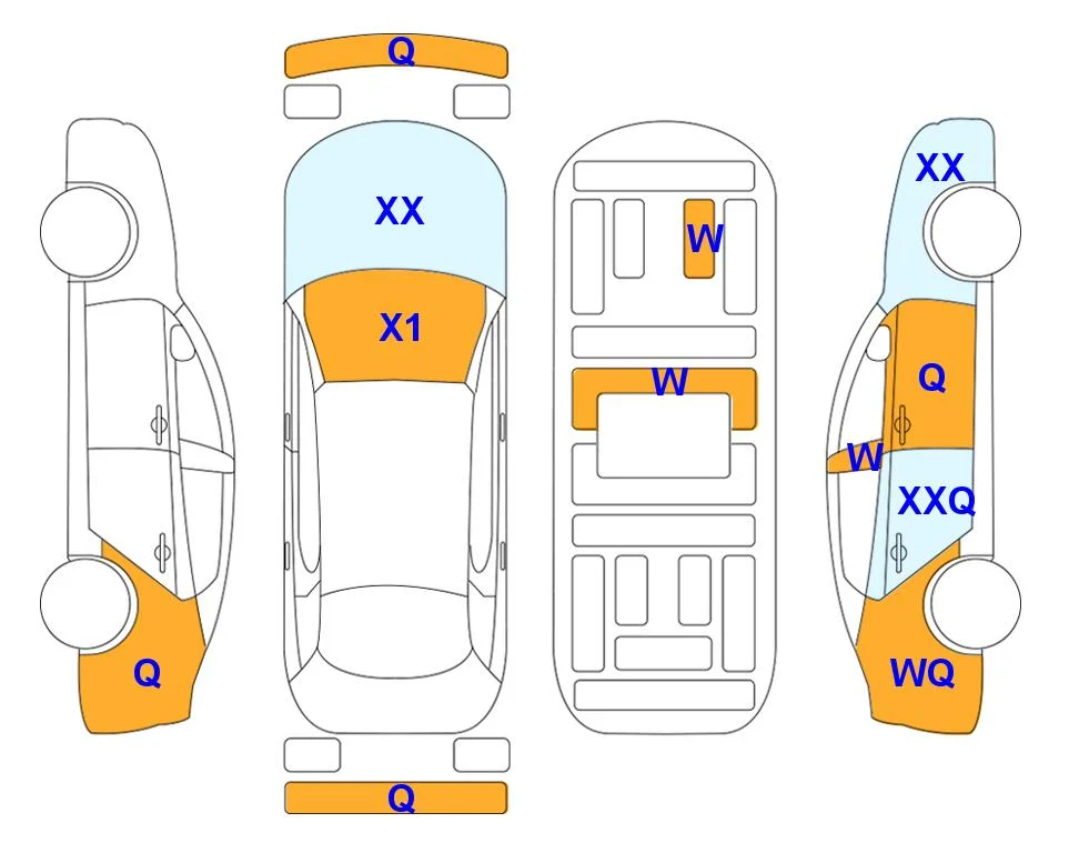 Схема кузова с отметками аукциона Lotte Auto Auction