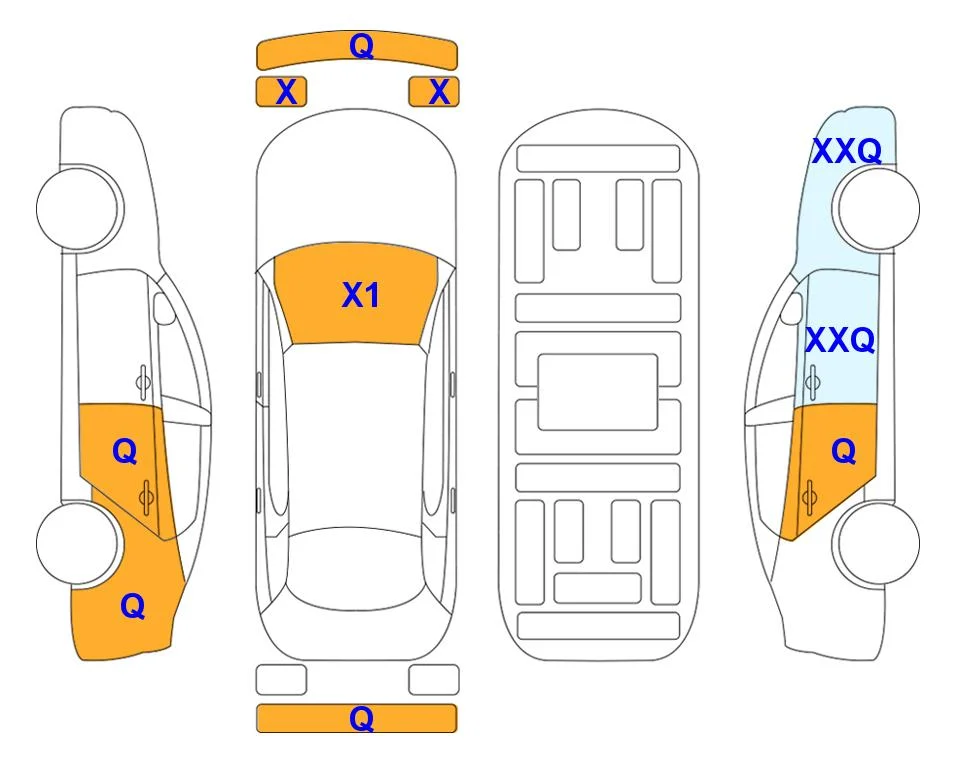 Схема кузова с отметками аукциона Lotte Auto Auction