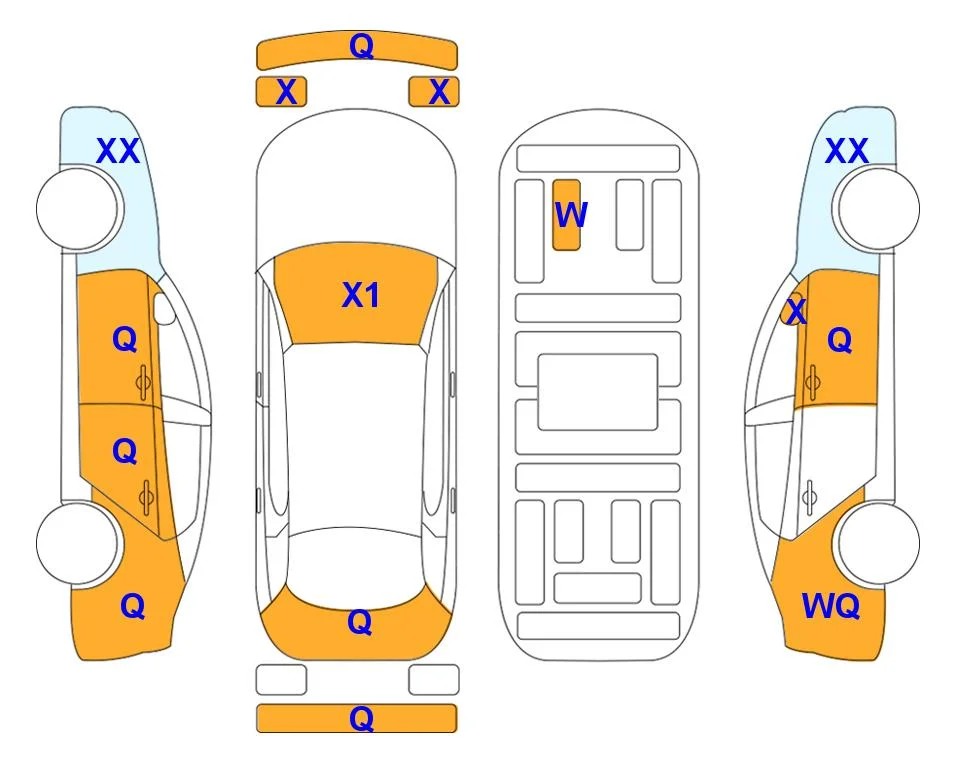 Body diagram with the marks of Lotte Auto Auction