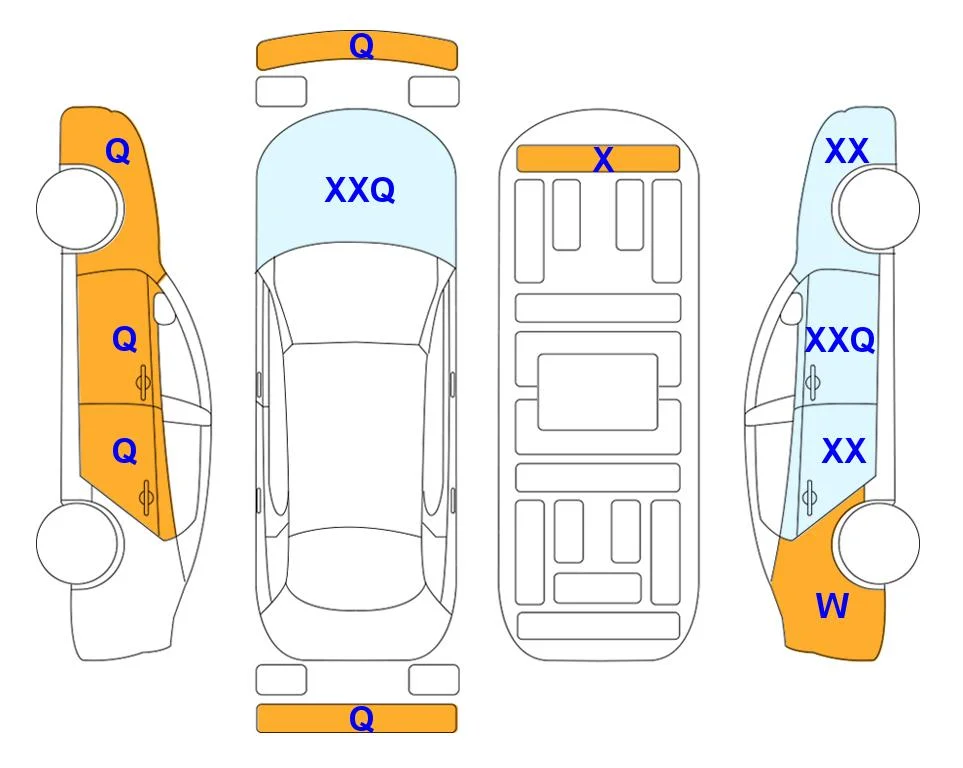 Схема кузова с отметками аукциона Lotte Auto Auction