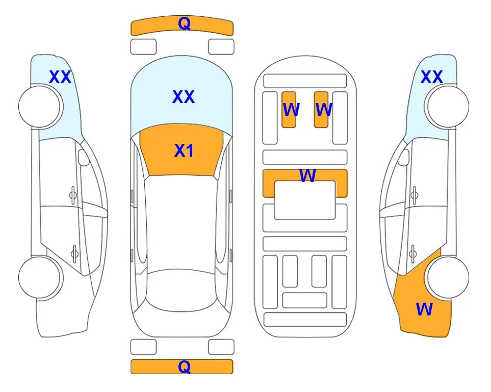 Body diagram with the marks of Lotte Auto Auction