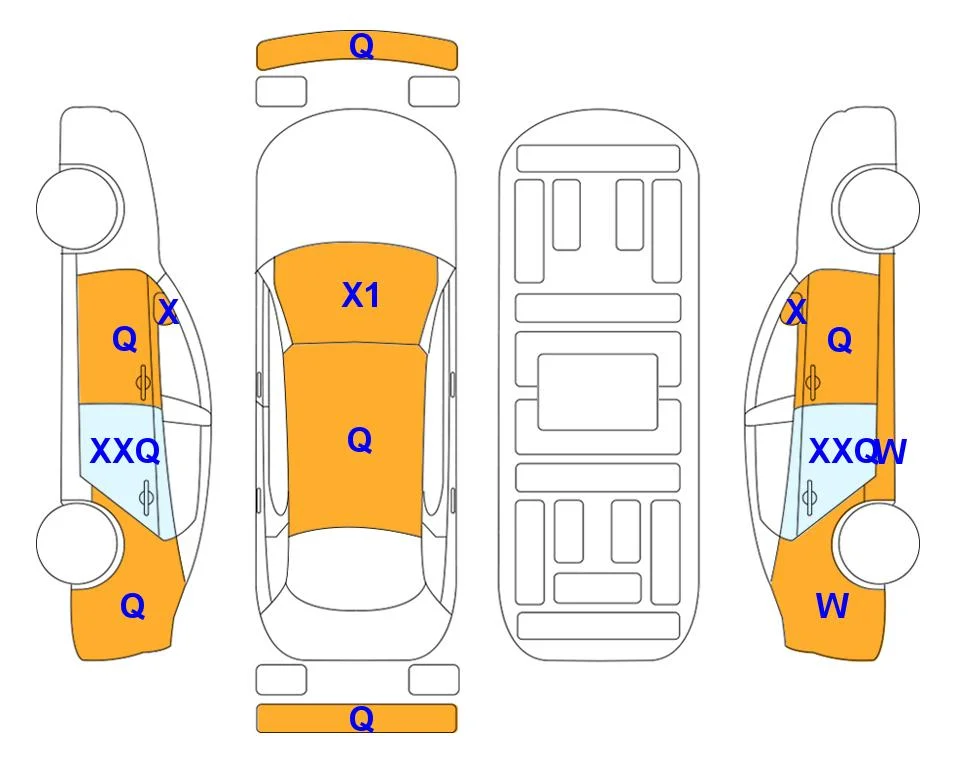 Схема кузова с отметками аукциона Lotte Auto Auction