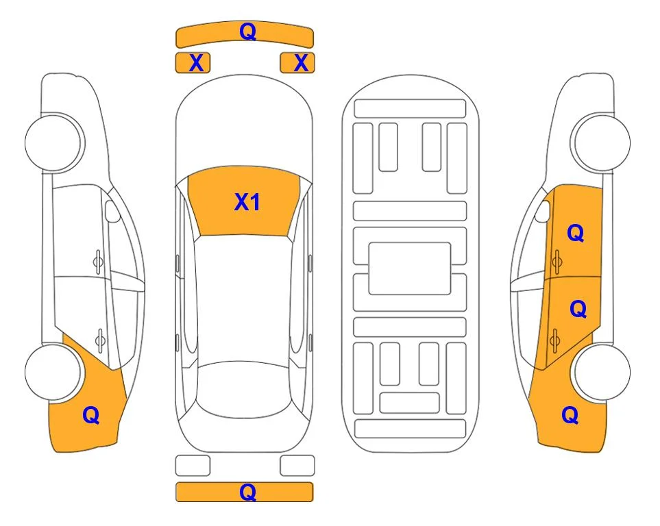 Схема кузова с отметками аукциона Lotte Auto Auction