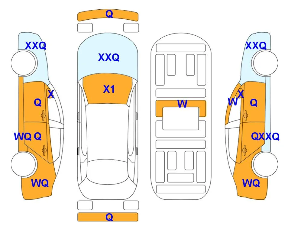 Схема кузова с отметками аукциона Lotte Auto Auction