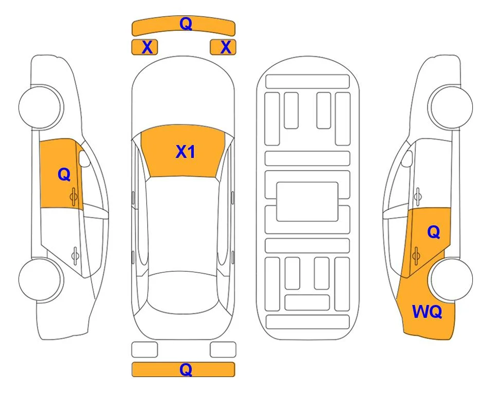 Схема кузова с отметками аукциона Lotte Auto Auction