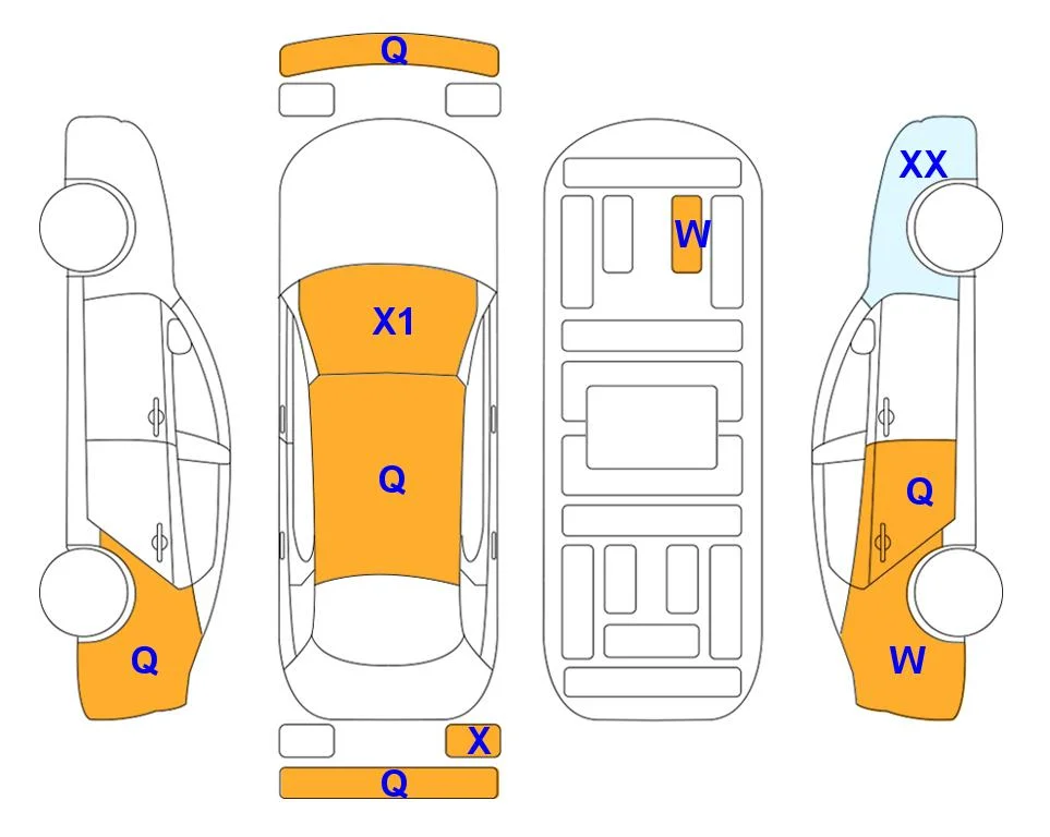 Body diagram with the marks of Lotte Auto Auction