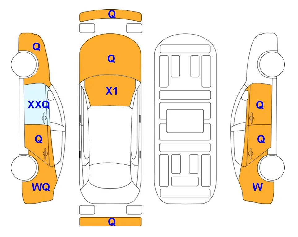 Схема кузова с отметками аукциона Lotte Auto Auction